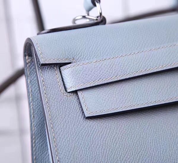 Hermes original epsom leather kelly 25 bag K25-1 light blue