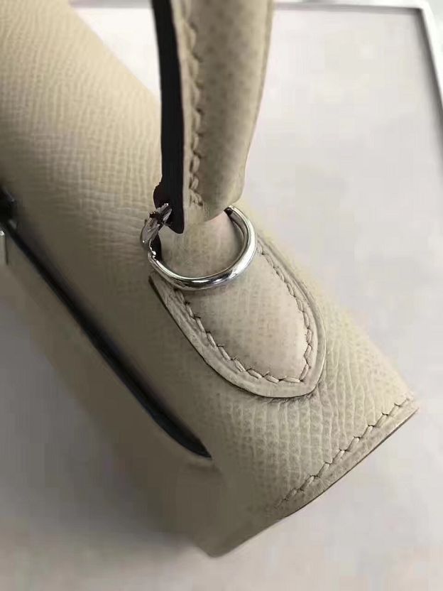 Hermes original epsom leather kelly 25 bag K25-1 light grey