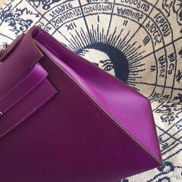 Hermes original epsom leather kelly 25 bag K25-1 purple