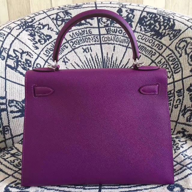 Hermes original epsom leather kelly 32 bag K32-1 purple