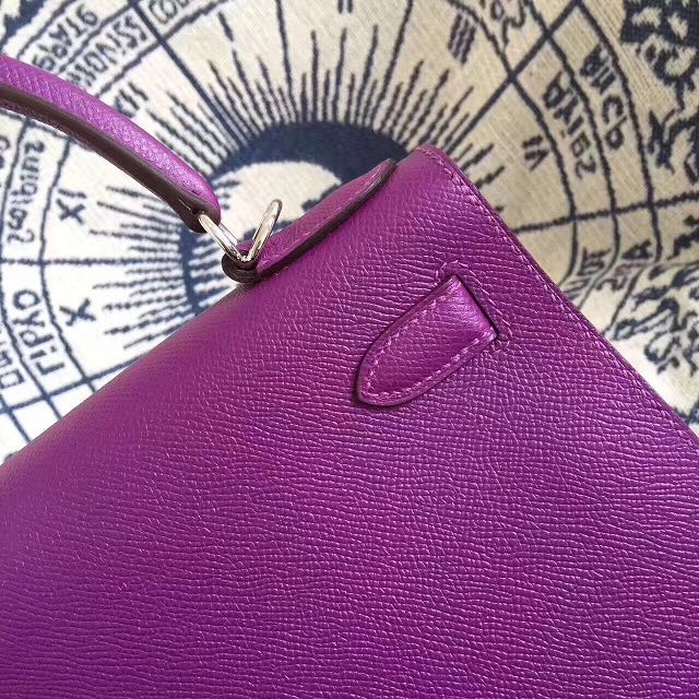 Hermes original epsom leather kelly 25 bag K25-1 purple