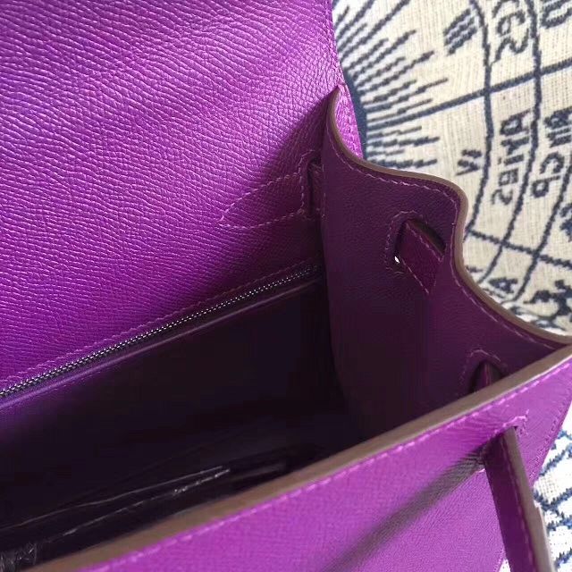 Hermes original epsom leather kelly 32 bag K32-1 purple