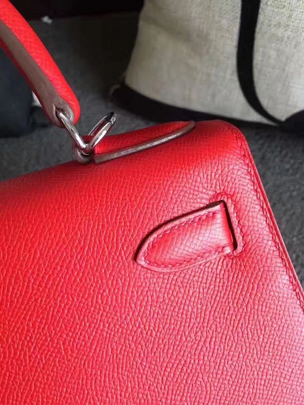 Hermes original epsom leather kelly 32 bag K32-1 red