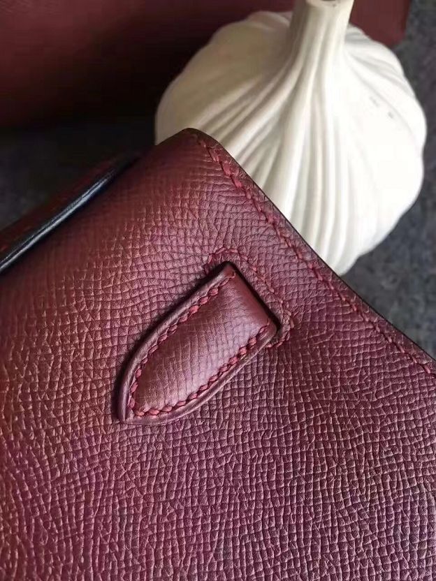 Hermes original epsom leather kelly 32 bag K32-1 wine