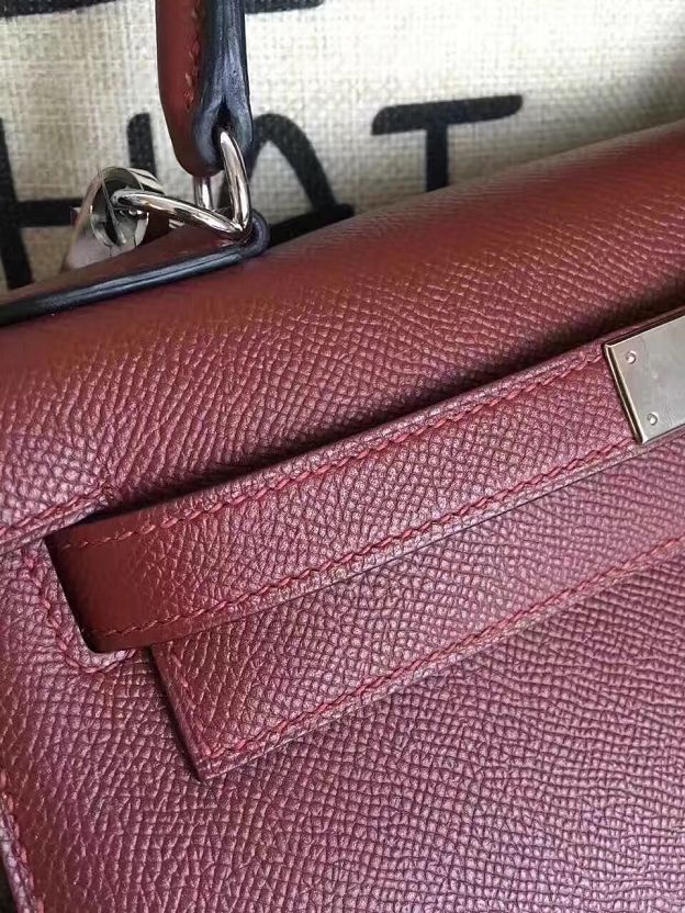 Hermes original epsom leather kelly 25 bag K25-1 wine