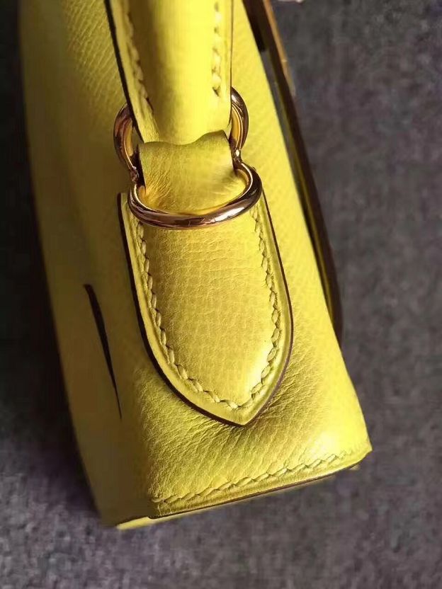 Hermes original epsom leather kelly 32 bag K32-1 yellow