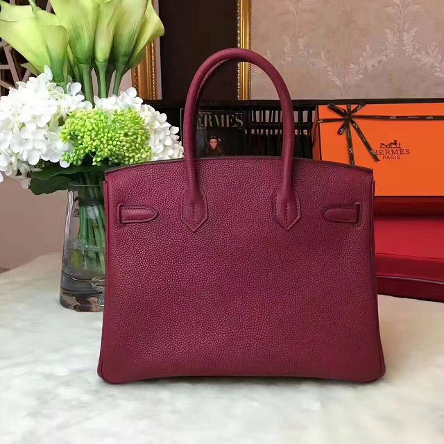 Hermes original togo leather birkin 25 bag H25-1 burgundy