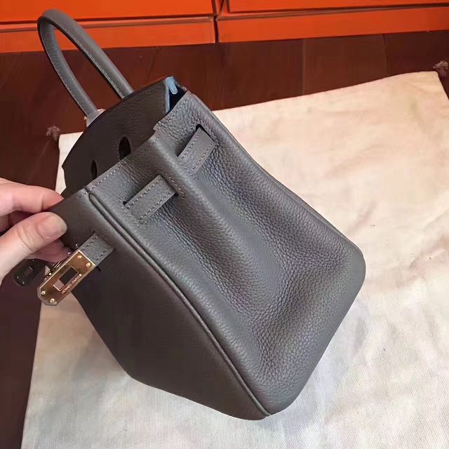 Hermes original togo leather birkin 25 bag H25-1 dark gray