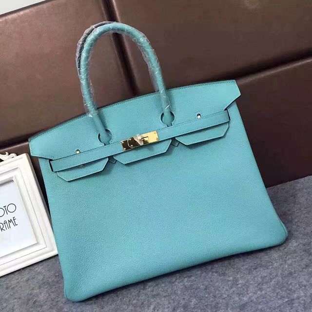 Hermes original togo leather birkin 25 bag H25-1 lake blue