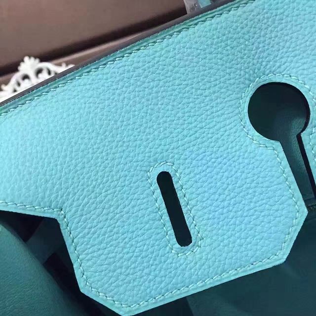 Hermes original togo leather birkin 25 bag H25-1 lake blue