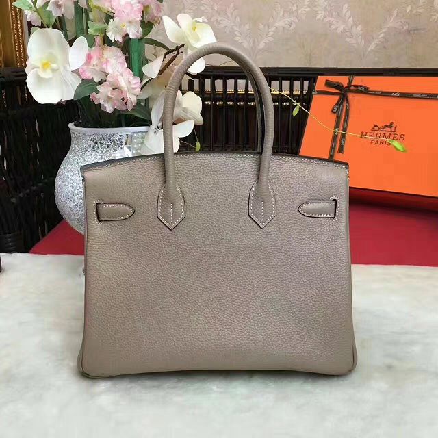 Hermes original togo leather birkin 25 bag H25-1 light gray