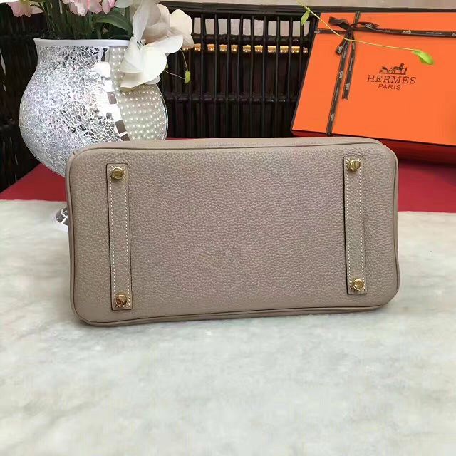 Hermes original togo leather birkin 25 bag H25-1 light gray