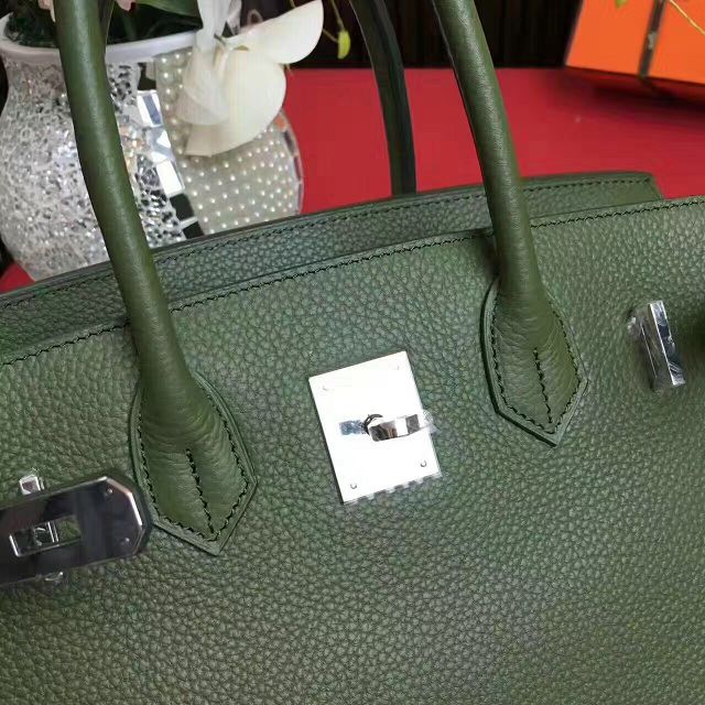 Hermes original togo leather birkin 30 bag H30-1 blackish green