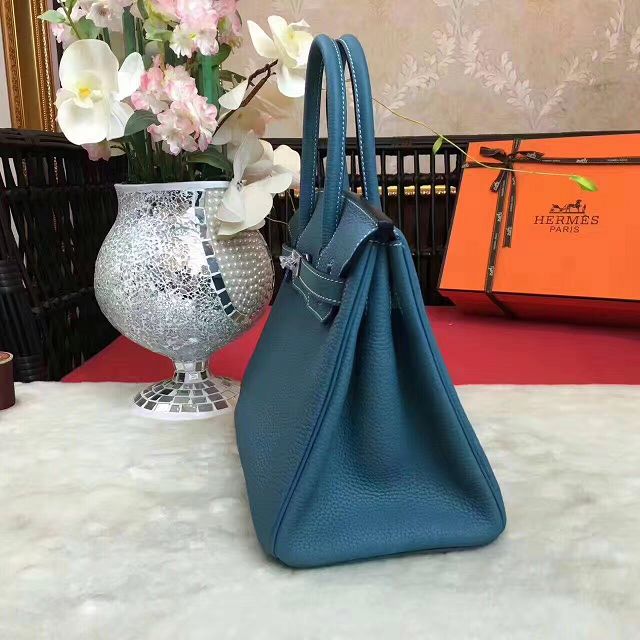 Hermes original togo leather birkin 30 bag H30-1 ocean blue