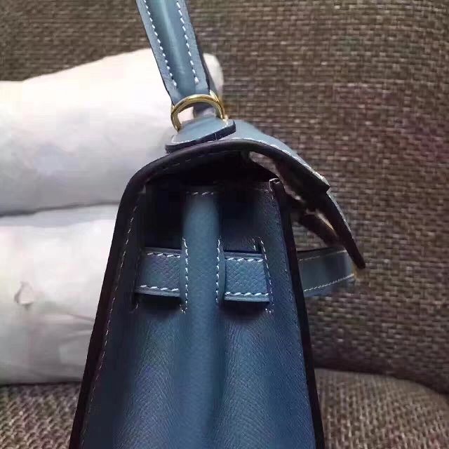 Hermes original epsom leather kelly 28 bag K28-1 blue
