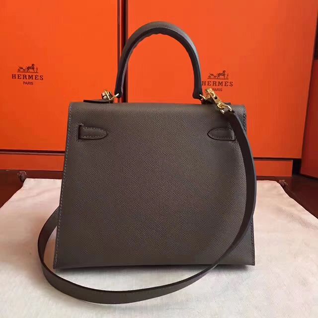 Hermes original epsom leather kelly 28 bag K28-1 dark gray