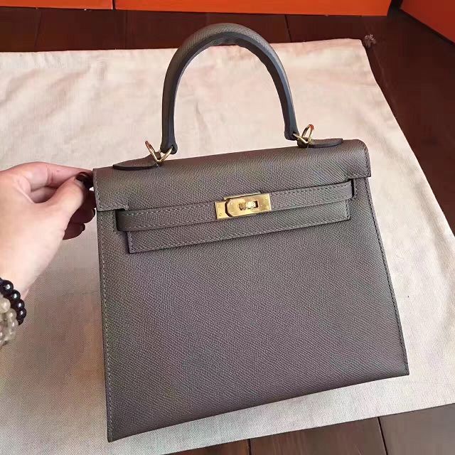 Hermes original epsom leather kelly 28 bag K28-1 dark gray