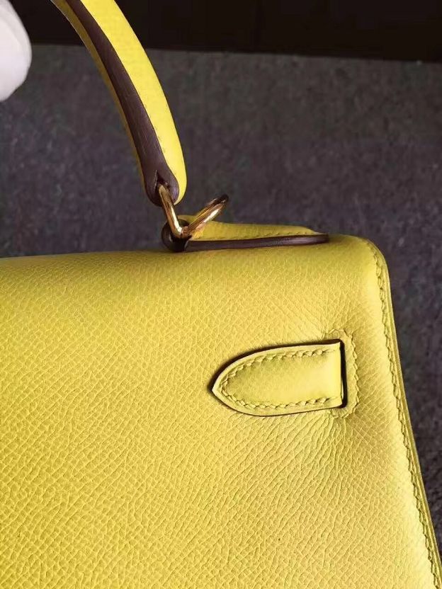 Hermes original epsom leather kelly 28 bag K28-1 yellow