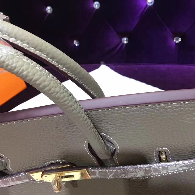 Hermes top togo leather birkin 25 bag H25-2 gray