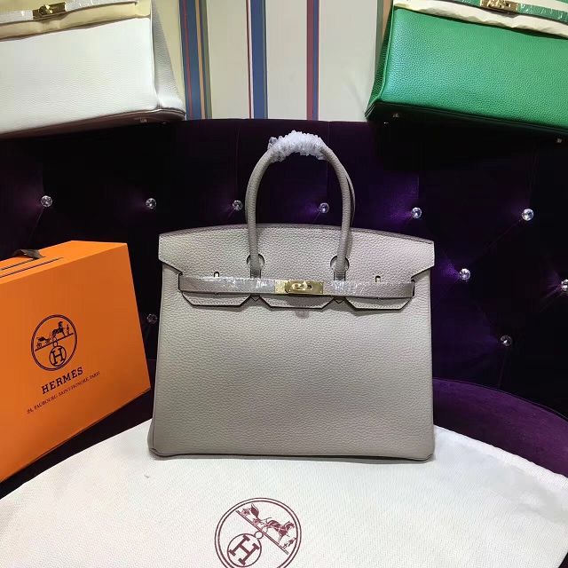 Hermes top togo leather birkin 30 bag H30-2 light gray