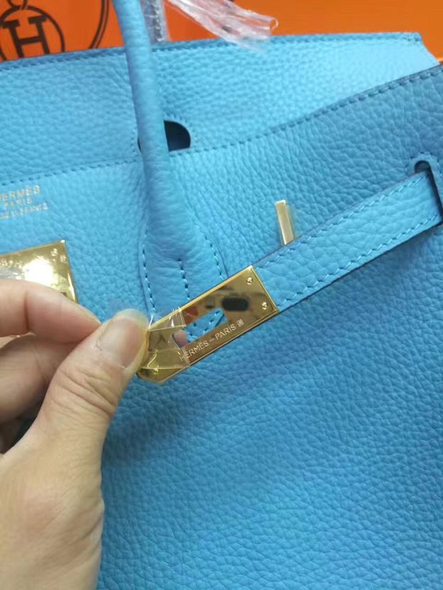 Hermes top togo leather birkin 30 bag H30-2 sky blue