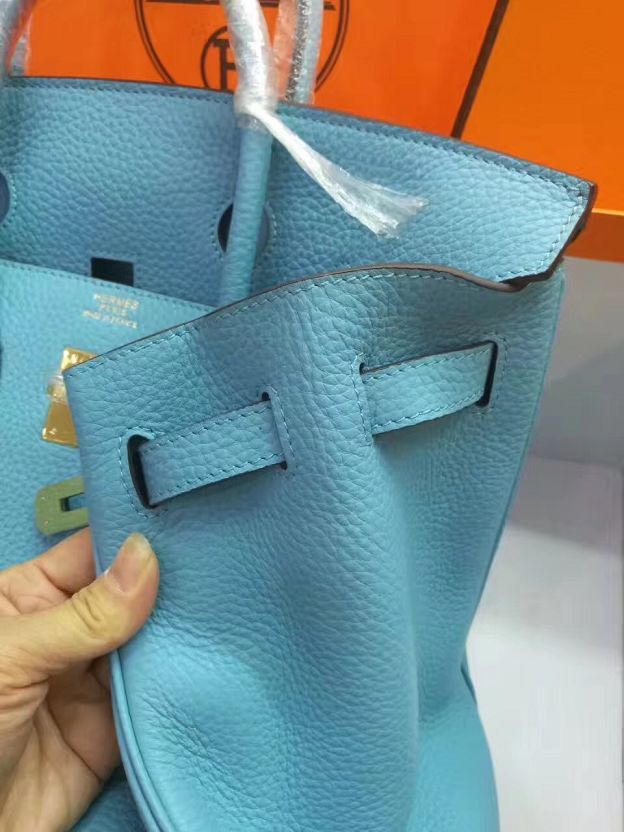 Hermes top togo leather birkin 30 bag H30-2 sky blue