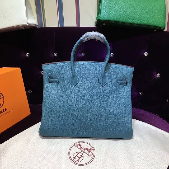 Hermes top togo leather birkin 35 bag H35-2 blue