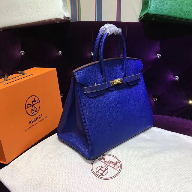 Hermes top togo leather birkin 35 bag H35-2 electric blue