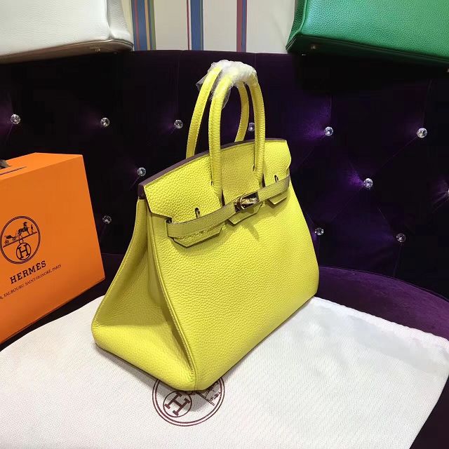 Hermes top togo leather birkin 35 bag H35-2 lemon yellow