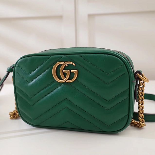 2017 GG marmont matelasse calfskin mini bag 448065 green