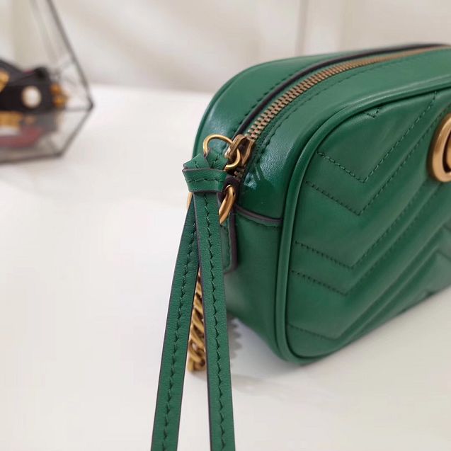 2017 GG marmont matelasse calfskin mini bag 448065 green