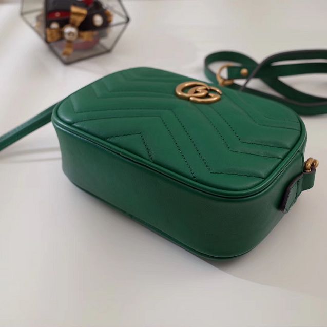 2017 GG marmont matelasse calfskin mini bag 448065 green