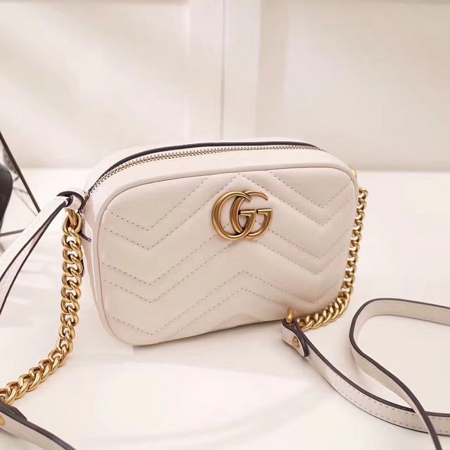 2017 GG marmont matelasse calfskin mini bag 448065 white