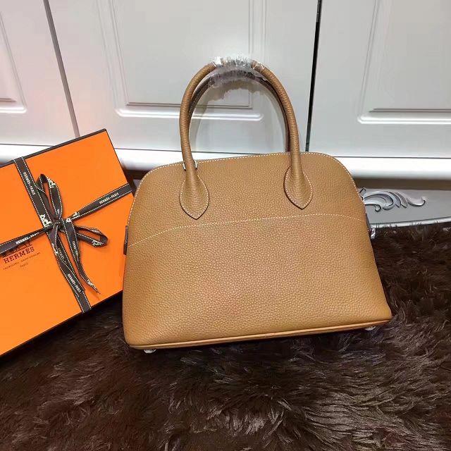 Hermes calfskin small bolide 27 bag B27 coffee