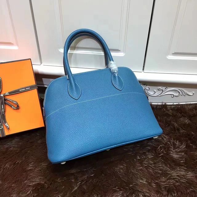 Hermes calfskin small bolide 27 bag B27 lake blue