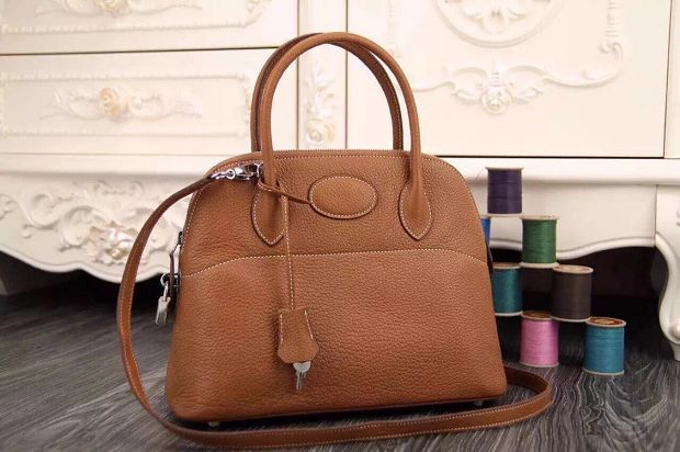 Hermes original togo leather medium bolide 31 bag B031 coffee