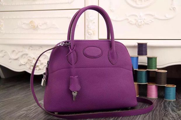 Hermes original togo leather medium bolide 31 bag B031 purple