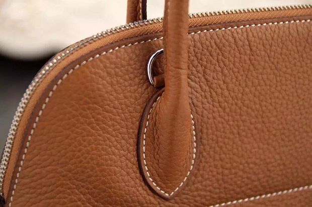 Hermes original togo leather small bolide 27 bag B027 coffee