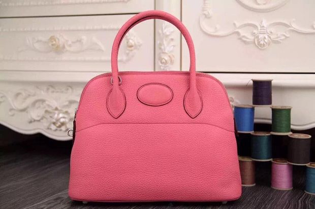 Hermes original togo leather small bolide 27 bag B027 pink