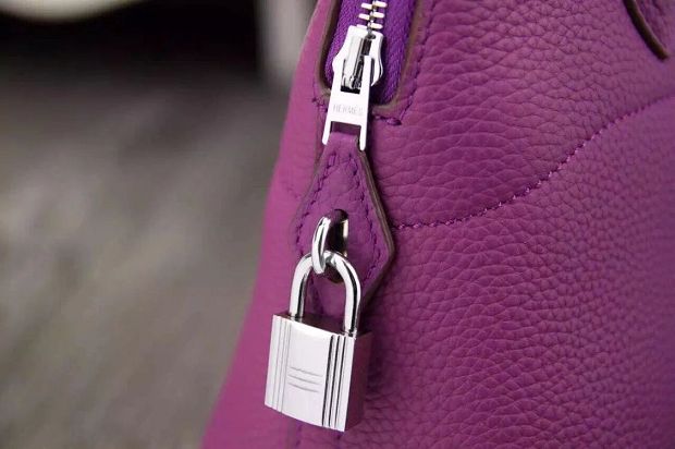 Hermes original togo leather small bolide 27 bag B027 purple