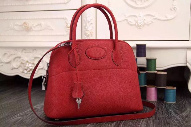 Hermes original togo leather small bolide 27 bag B027 red