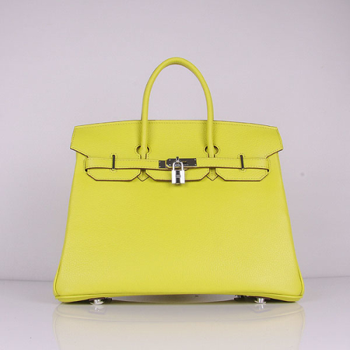 Hermes original togo leather birkin 25 bag H25-1 lemon yellow