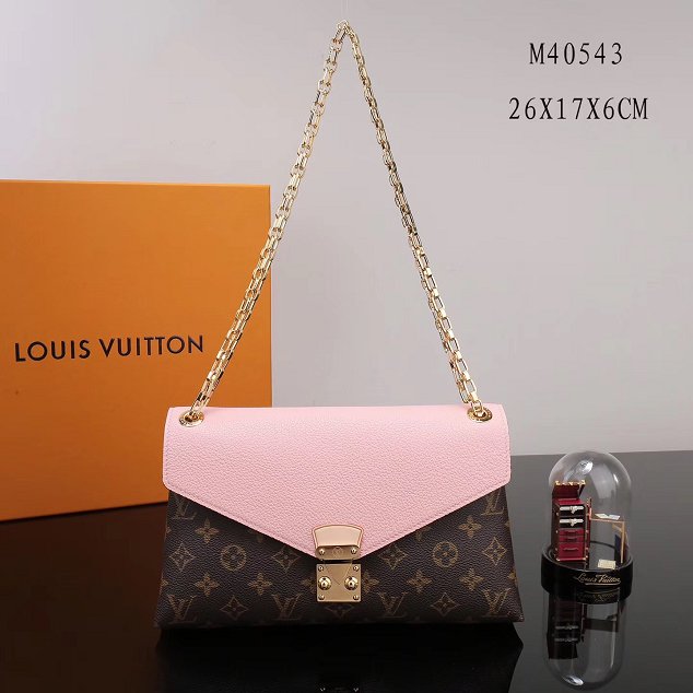 Louis vuitton original monogram canvas pallas chain bag M40543 pink