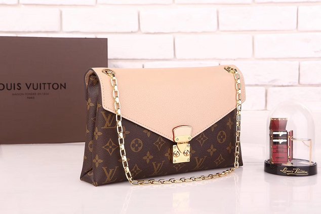 Louis vuitton original monogram canvas pallas chain bag M50069 nude