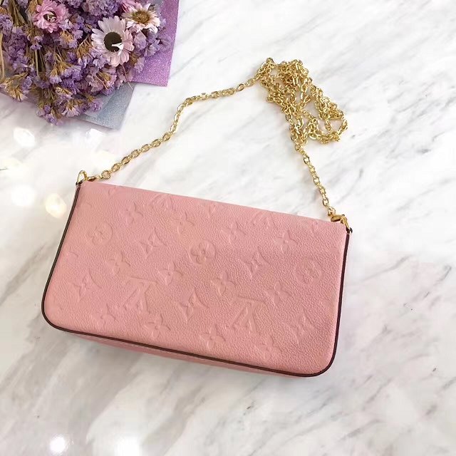 Louis vuitton original monogram empreinte pochette felicie M64064 pink