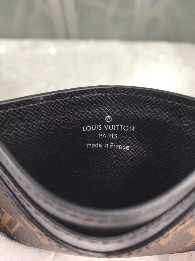 Louis vuitton monogram canvas zipped card holder M62257 black