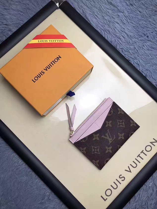 Louis vuitton monogram canvas zipped card holder M62257 pink