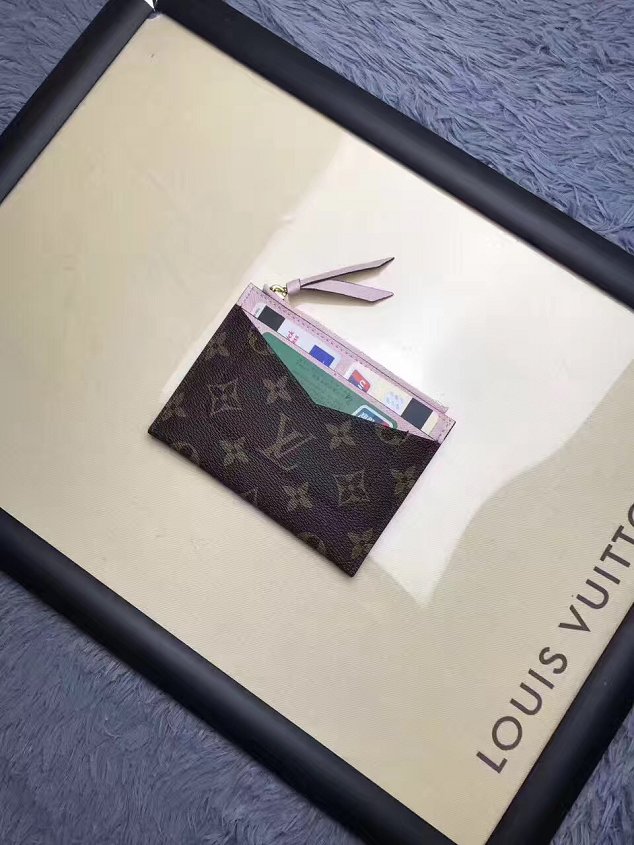 Louis vuitton monogram canvas zipped card holder M62257 pink