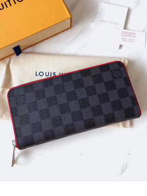 Louis Vuitton top origial damier graphite zippy organiser wallet N63077 red