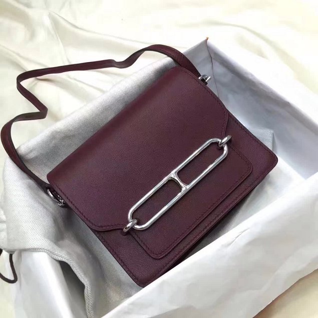  Hermes original swift leather roulis bag R018 burgundy